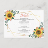 Zonnebloemperzik bloemen geometrische bruiloft det informatiekaartje (Voorkant)