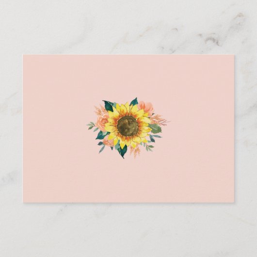 Zonnebloemperzik bloemen geometrische bruiloft det informatiekaartje (Achterkant)