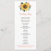 Zonnebloemperzik koraal bloemige geometrische brui programmakaart (Achterkant)