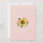 Zonnebloemperzik Rozen Modern Geometrisch Bruiloft Kaart (Achterkant)