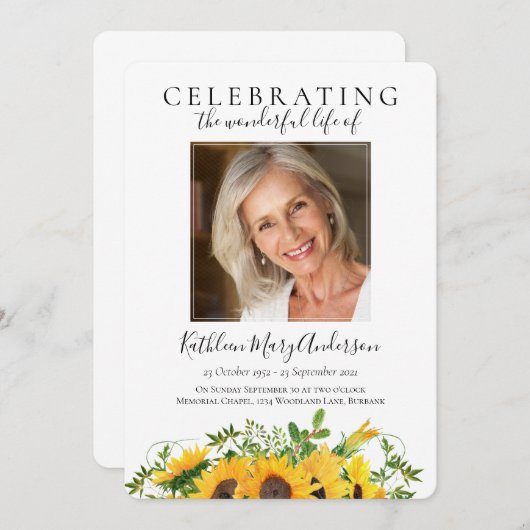 Zonnebloemping van het leven kaart (Voorkant / Achterkant)