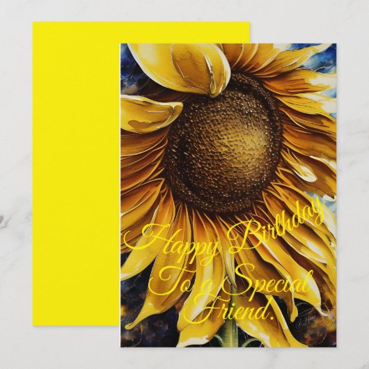 Zonnebloempitekaart Feestdagenkaart (Voorkant / Achterkant)