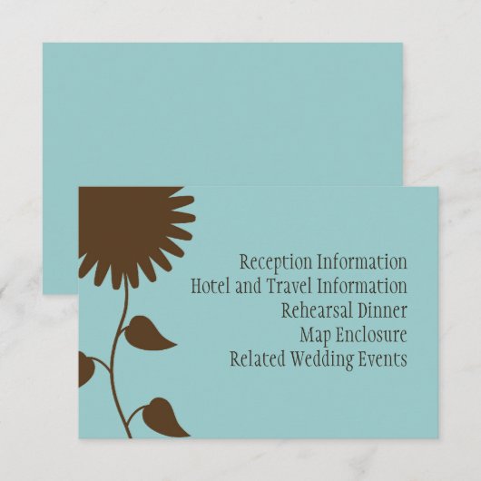 Zonnebloempitekaart op blauw informatiekaartje (Voorkant / Achterkant)