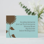 Zonnebloempitekaart op blauw informatiekaartje (Staand voorkant)