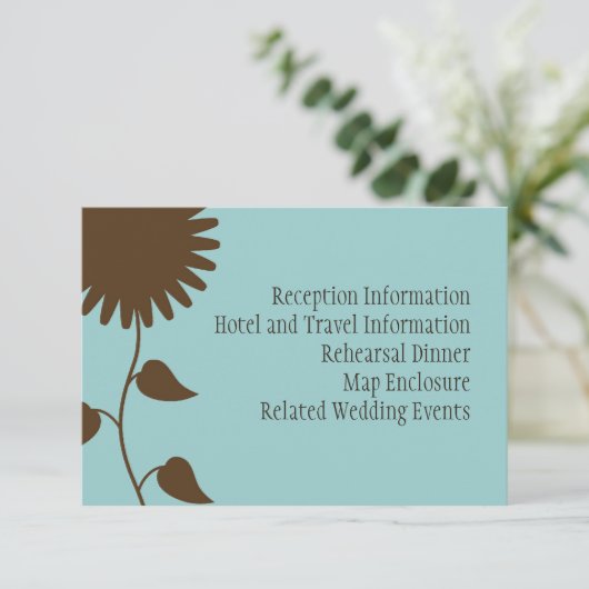 Zonnebloempitekaart op blauw informatiekaartje (Staand voorkant)