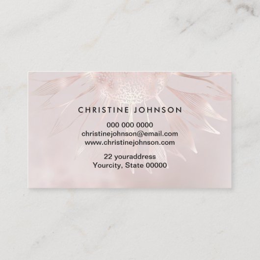 zonnebloempitekaart visitekaartje (Achterkant)