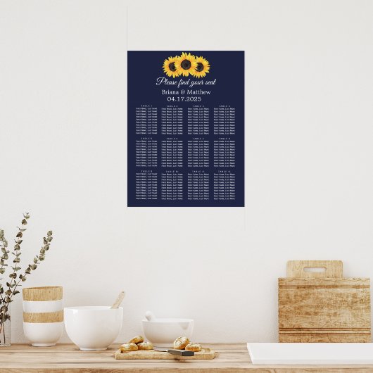Zonnebloempitje Land Blauw Poster (Keuken)