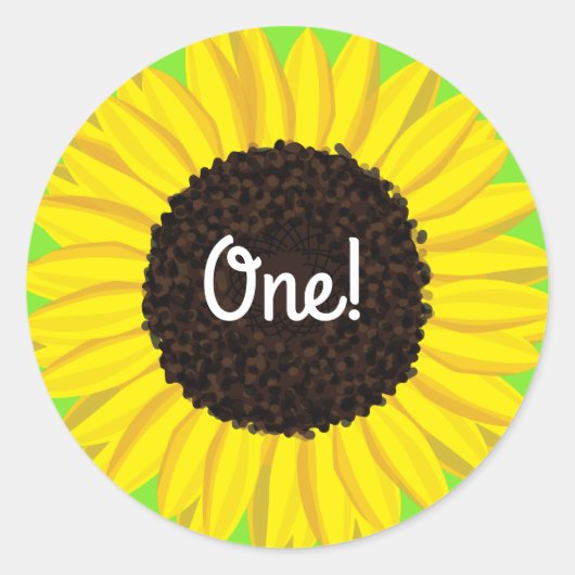 Zonnebloempitten 1e verjaardag van de Sticker (Voorkant)