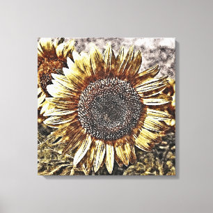 zonnebloempitten #4 - Gewikkeld canvas Afdruk