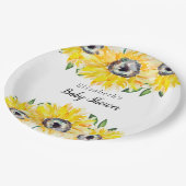 Zonnebloempitten Baby shower Aangepaste Floral Papieren Bordje (Gekanteld)