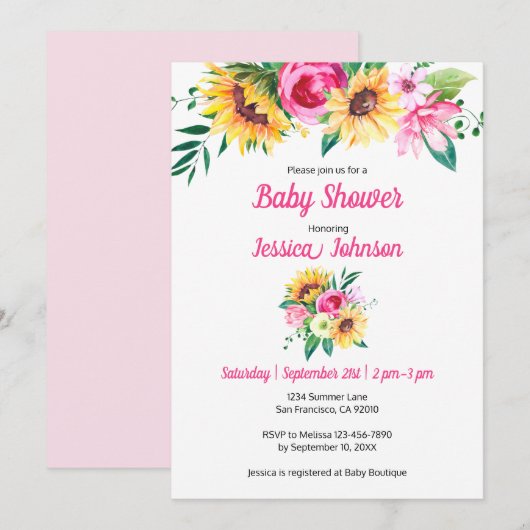 Zonnebloempitten Baby shower Kaart (Voorkant / Achterkant)