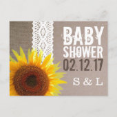 Zonnebloempitten, Baby shower met haken en haken,  Uitnodiging Briefkaart (Voorkant)