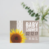 Zonnebloempitten, Baby shower met haken en haken,  Uitnodiging Briefkaart (Staand voorkant)