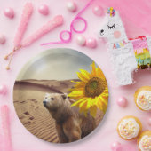 Zonnebloempitten, Beer, Borden Papieren Bordje (Feest)