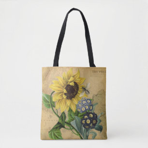 Zonnebloempitten bij bijen en kaart tote bag