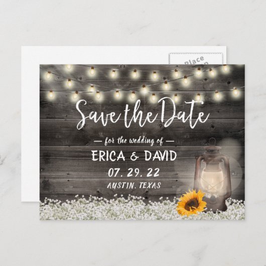  zonnebloempitten bruiloft Bewaar datum Aankondigingskaart (Voorkant / Achterkant)