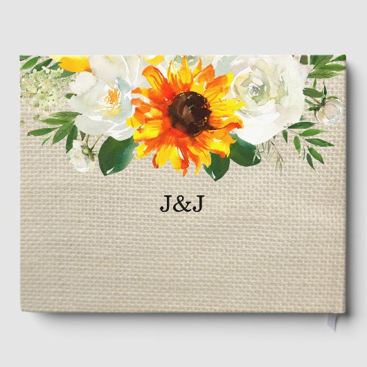 Zonnebloempitten - Burlap Gastenboek (Achterkant)