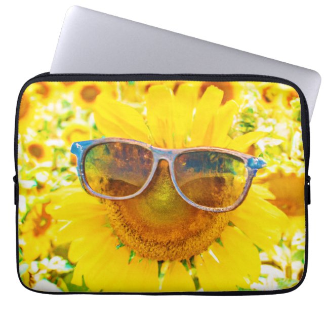 Zonnebloempitten Chic Laptop Sleeve (Voorkant)