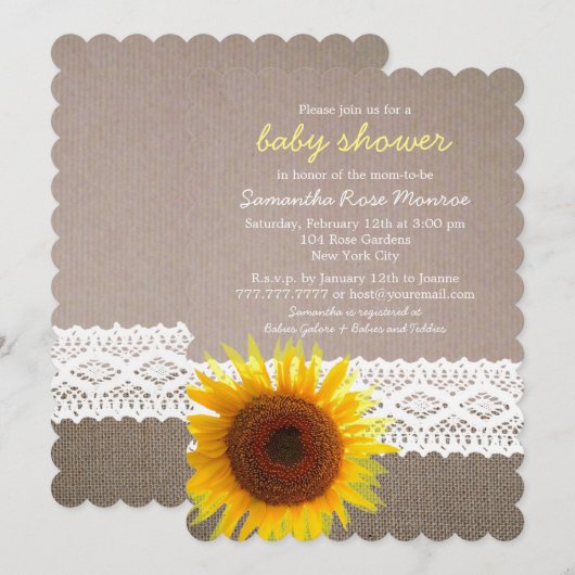 Zonnebloempitten en Baby shower met haken Kaart (Voorkant / Achterkant)