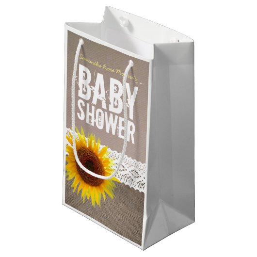 Zonnebloempitten en Baby shower met haken Klein Cadeauzakje (Voorkant Gekanteld)