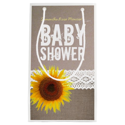 Zonnebloempitten en Baby shower met haken Klein Cadeauzakje (Voorkant)