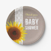 Zonnebloempitten en Baby shower met haken Papieren Bordje (Voorkant)