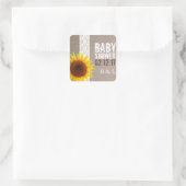 Zonnebloempitten en Baby shower met haken Vierkante Sticker (Tas)