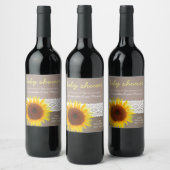 Zonnebloempitten en Baby shower met haken Wijn Etiket (Flessen)