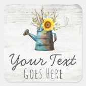 Zonnebloempitten en  hout vierkante sticker (Voorkant)