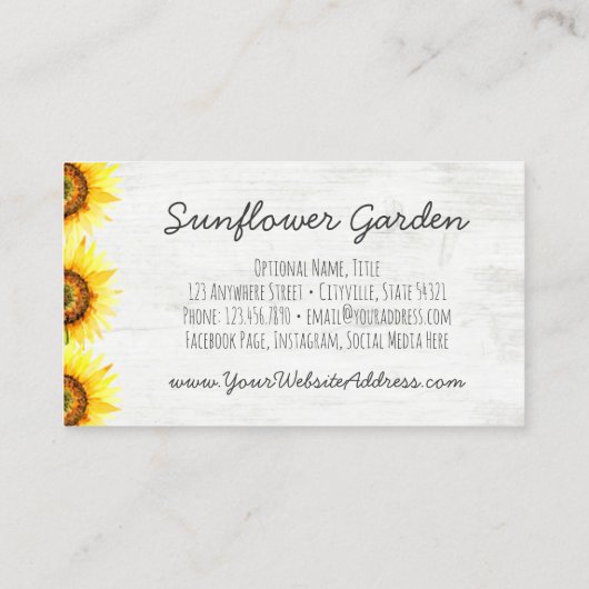 Zonnebloempitten en  hout visitekaartje (Achterkant)