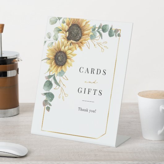 zonnebloempitten Eucalyptus Geometric Cards en Gif Reclamebord Met Voetstuk (Insitu)