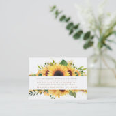 zonnebloempitten florale baby shower omhullingskaa informatiekaartje (Staand voorkant)