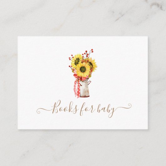 zonnebloempitten florale baby shower omhullingskaa informatiekaartje (Achterkant)