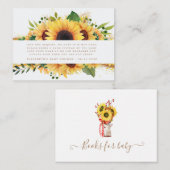 zonnebloempitten florale baby shower omhullingskaa informatiekaartje (Voorkant / Achterkant)