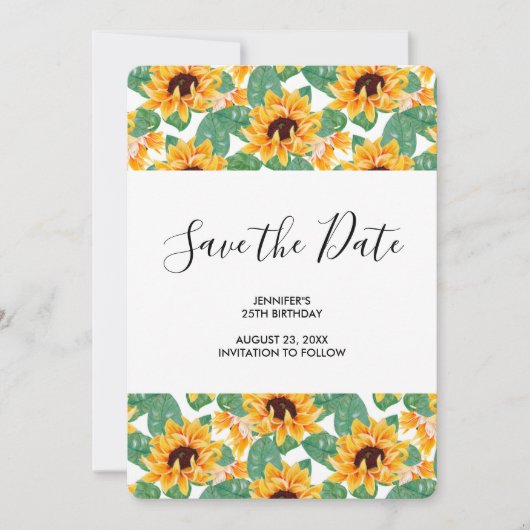  zonnebloempitten Geel en Groene Dag Save The Date (Voorkant)