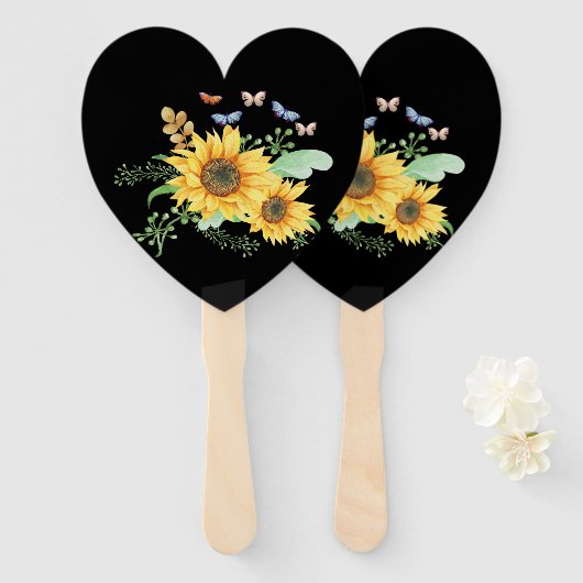 zonnebloempitten handwaaier (Voorkant en achterkant)