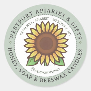 Zonnebloempitten Honing & HIve Producten Visitekaa Ronde Sticker