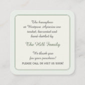 Zonnebloempitten Honing & HIve Producten Visitekaa Vierkante Visitekaartje (Achterkant)