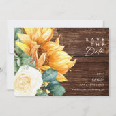 Zonnebloempitten in Vet Land | Horizontaal hout Save The Date (Voorkant)