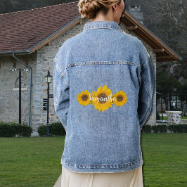zonnebloempitten - naam toevoegen denim jacket