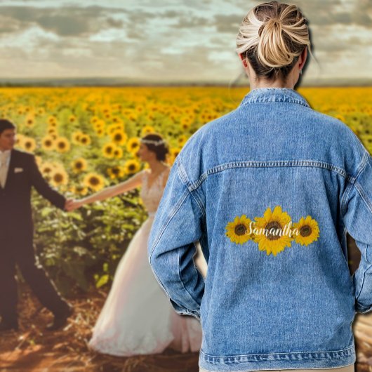 zonnebloempitten - naam toevoegen denim jacket