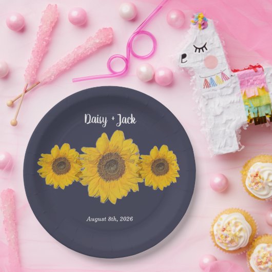 zonnebloempitten nr . 3 voor bruiloften papieren bordje (Feest)