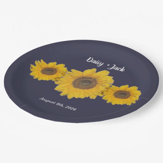 zonnebloempitten nr . 3 voor bruiloften papieren bordje (Gekanteld)