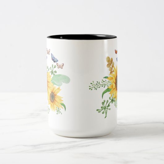 zonnebloempitten tweekleurige koffiemok (Center)