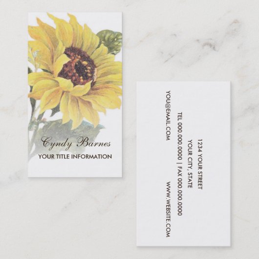  zonnebloempitten visitekaartje (Voorkant / Achterkant)