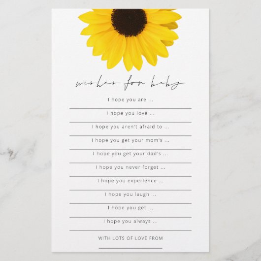 Zonnebloempitten voor Baby shower Flyer (Voorkant)