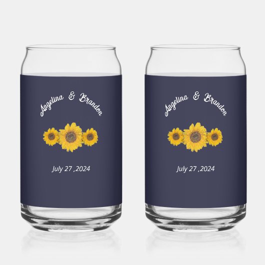 zonnebloempitten voor bruiloften blikvorm glas (Voorkant)