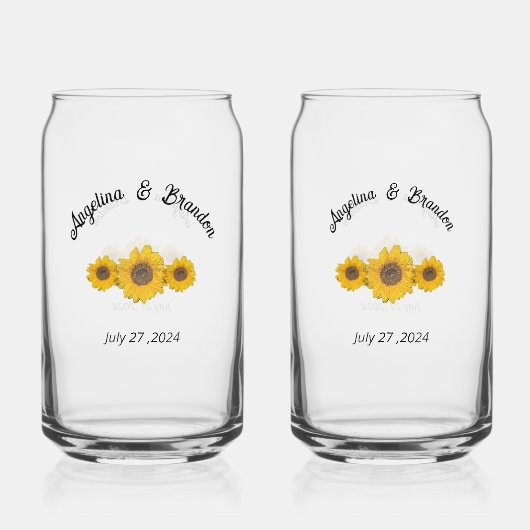 zonnebloempitten voor bruiloften blikvorm glas (Voorkant)