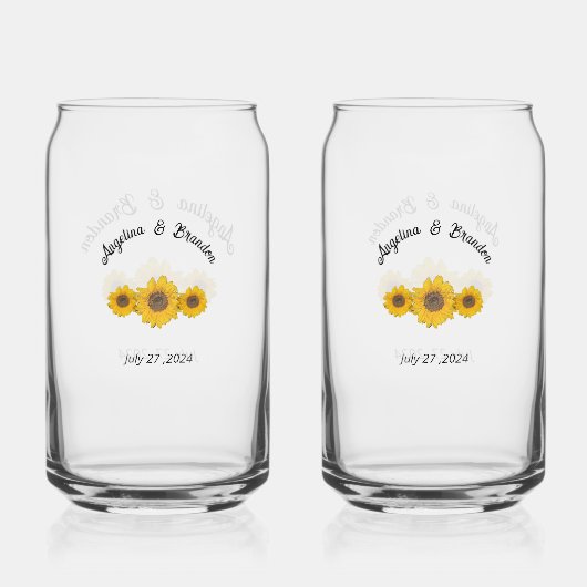 zonnebloempitten voor bruiloften blikvorm glas (Achterkant)