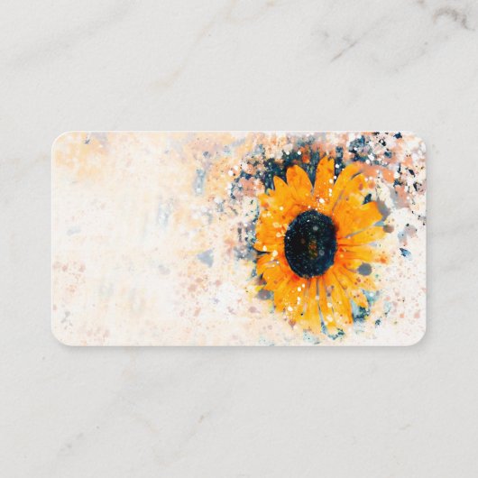 zonnebloempitten waterverf aangepast geel en wit visitekaartje (Achterkant)